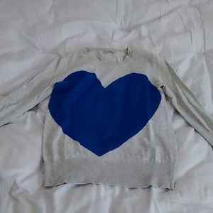 Long sleeve blue heart sweater